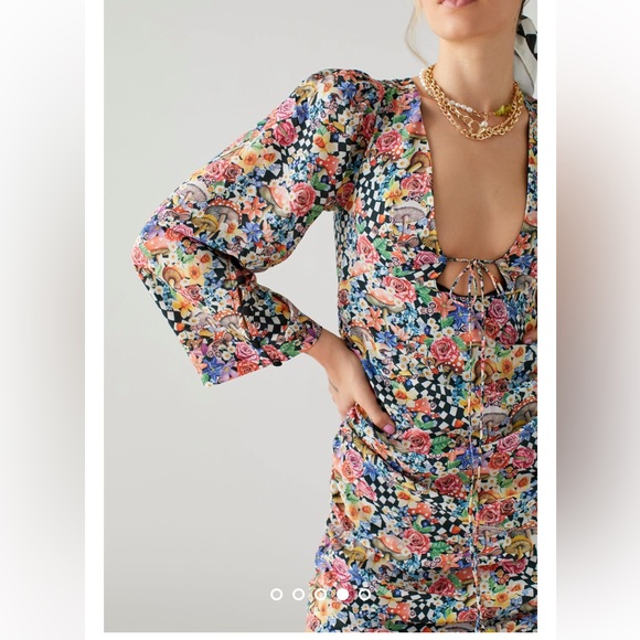 For Love & Lemons June Checkered Mini Dress small - Picture 4 of 12